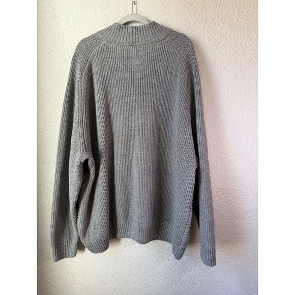 Duluth Trading Co Mens 3XL Gray Waffle Knit Henley Mock Neck Sweater Pullover - Picture 3 of 3
